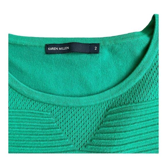 COPY - Karen Millen Womens Bodycon Knit Midi Dress Green Textured 3/4 Sleeve So… - Picture 7 of 11
